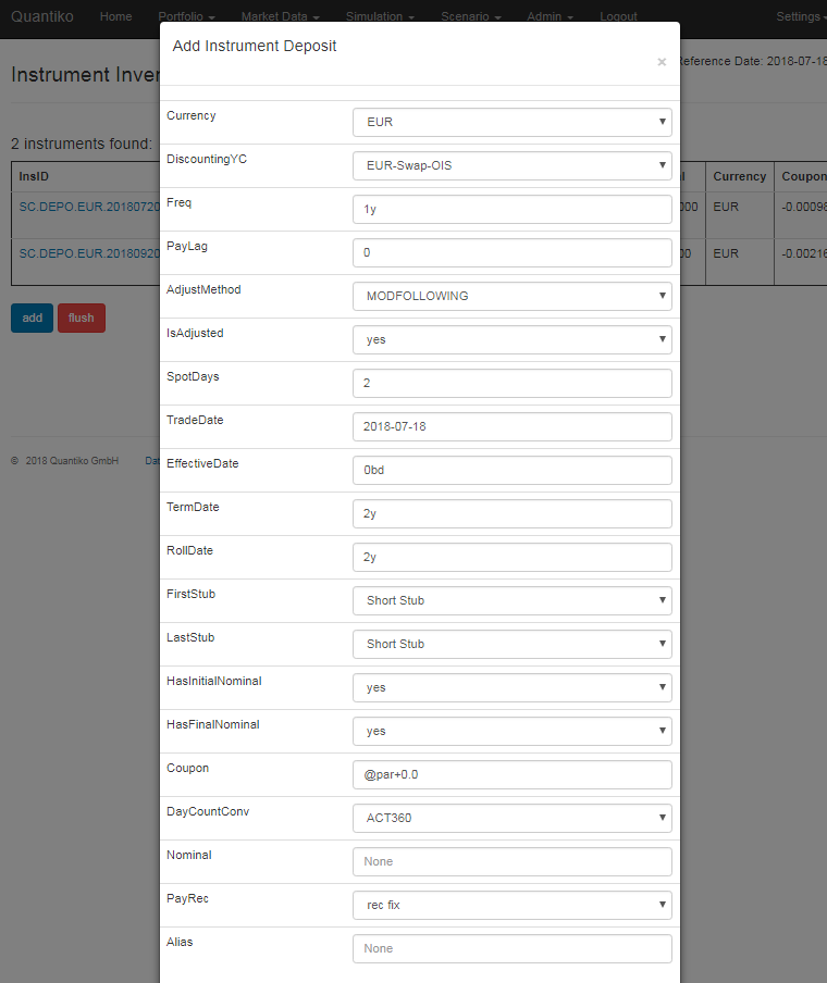 Deposit Input