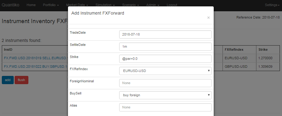 FX Forward Input