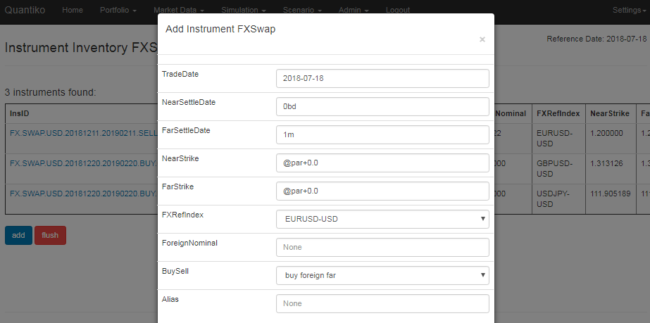 FX Swap Input